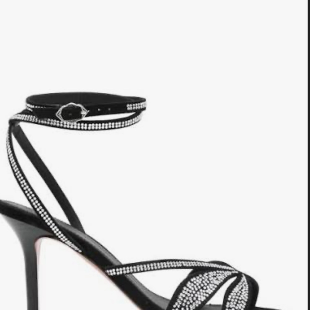 ba&sh Elegant Black Sandals with Rhinestone Straps - Picture 2 of 7